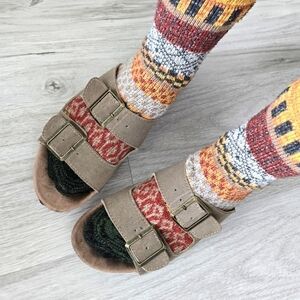 JSport | Boho tan brown leather strappy open toe slide sandals | WMS 6.5